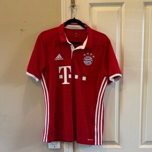 Robert Lewandowski Adidas Red and White Bayern Soccer Jersey -medium